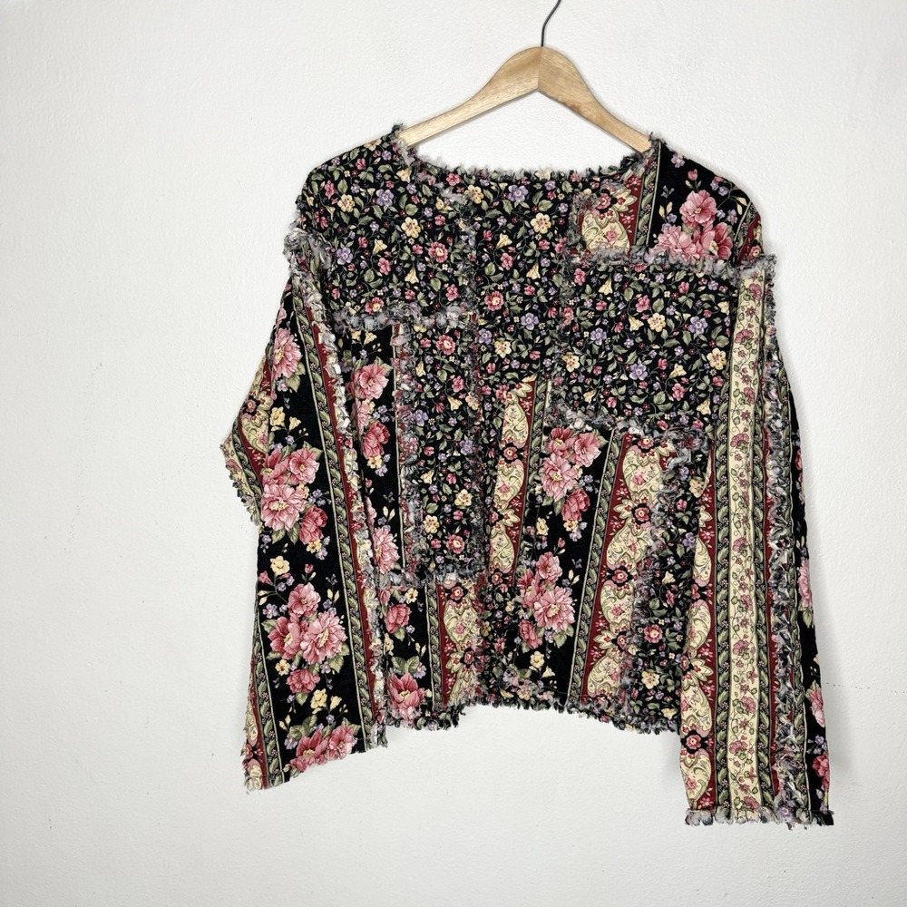 Handmade Quilted Jacket Floral Batting Shows Cottagecore Women's Large